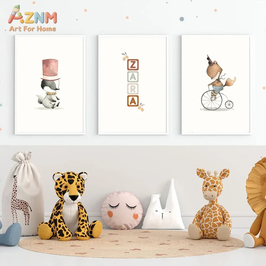 Baby Name Wall Art - Affiche sur toile sans cadre AZNM,