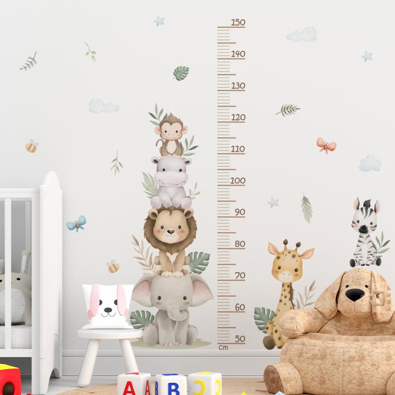 Baby Nursery Jungle Wallpaper - Autocollant de croissance pour enfants, règle