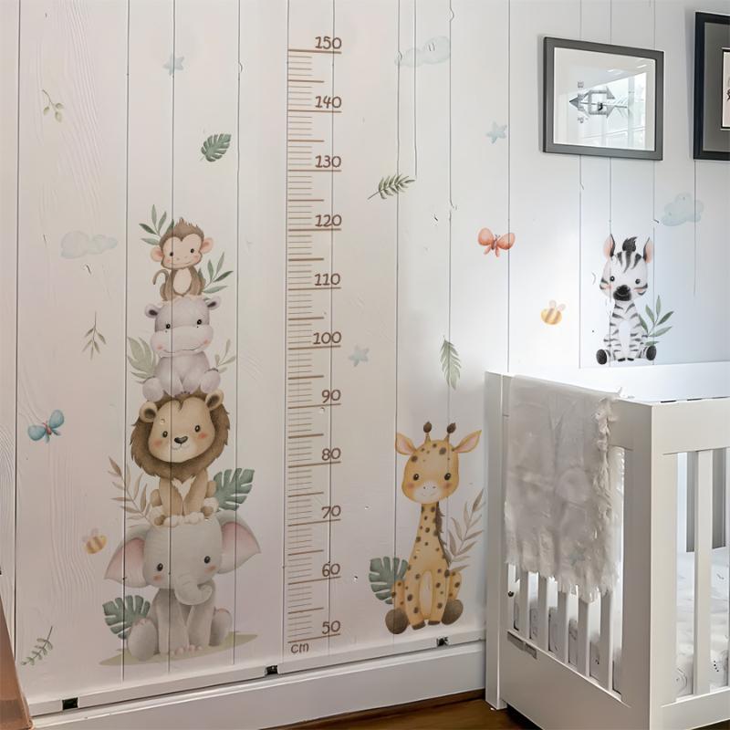 Baby Nursery Jungle Wallpaper - Autocollant de croissance pour enfants, règle