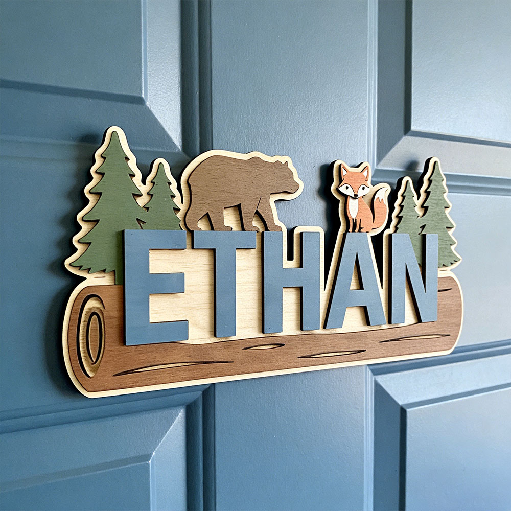Baby Nursery Name - Plaque en bois personnalisée avec nom,