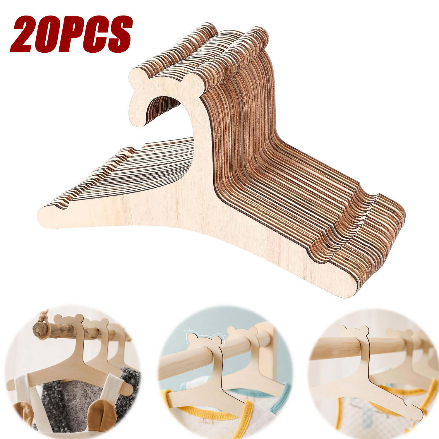 Baby Nursery Uniform - 20 pièces bébé porte-vêtements en bois
