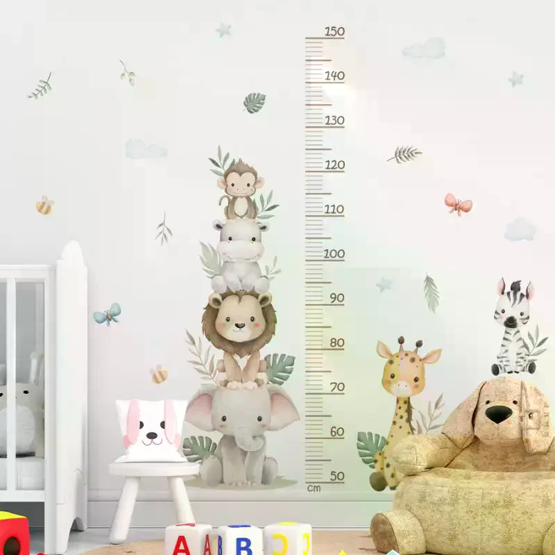 Baby Nursery Jungle Wallpaper - Autocollant de croissance pour enfants, règle