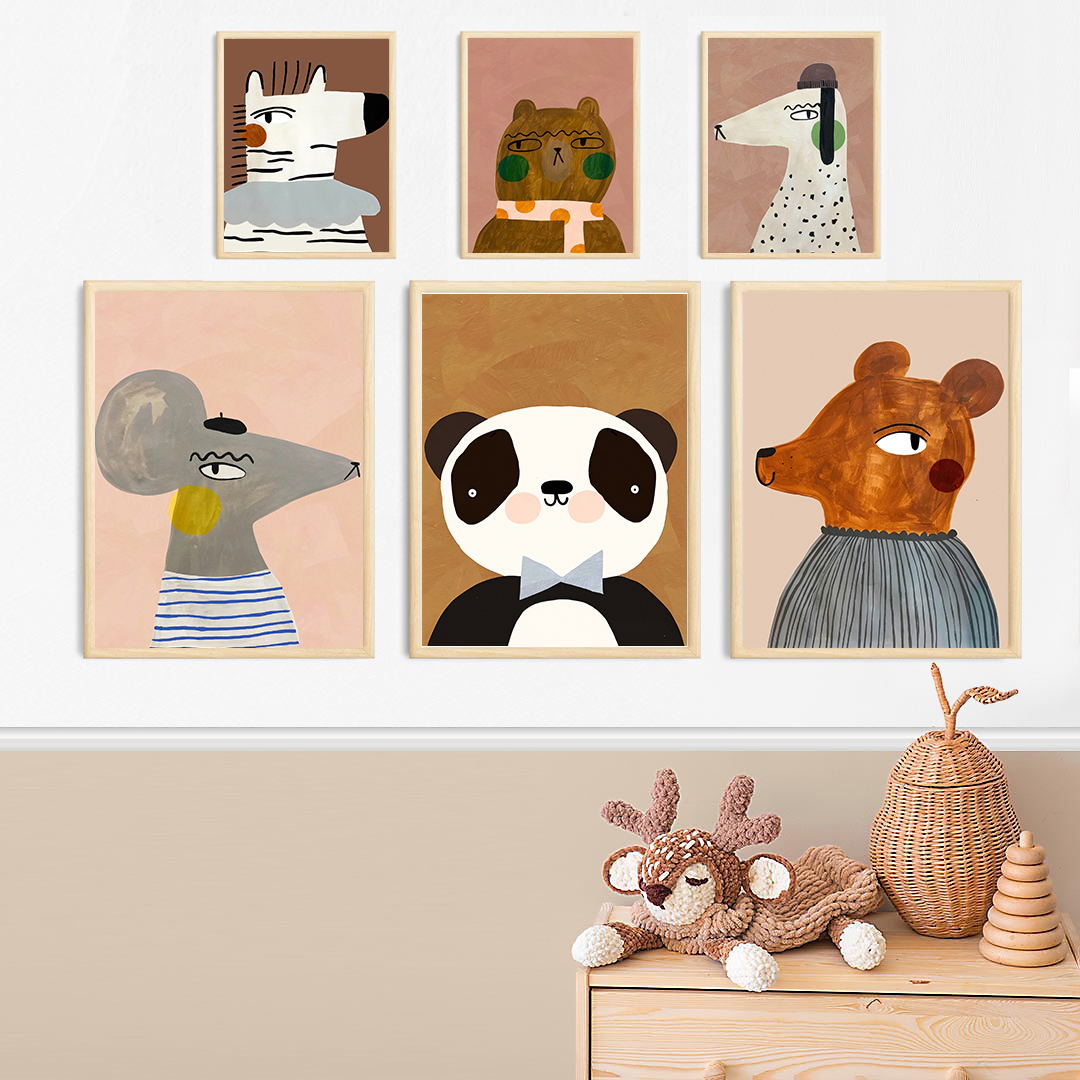 Baby Zebra Nursery - Affiche murale nordique pour chambre d'enfant,