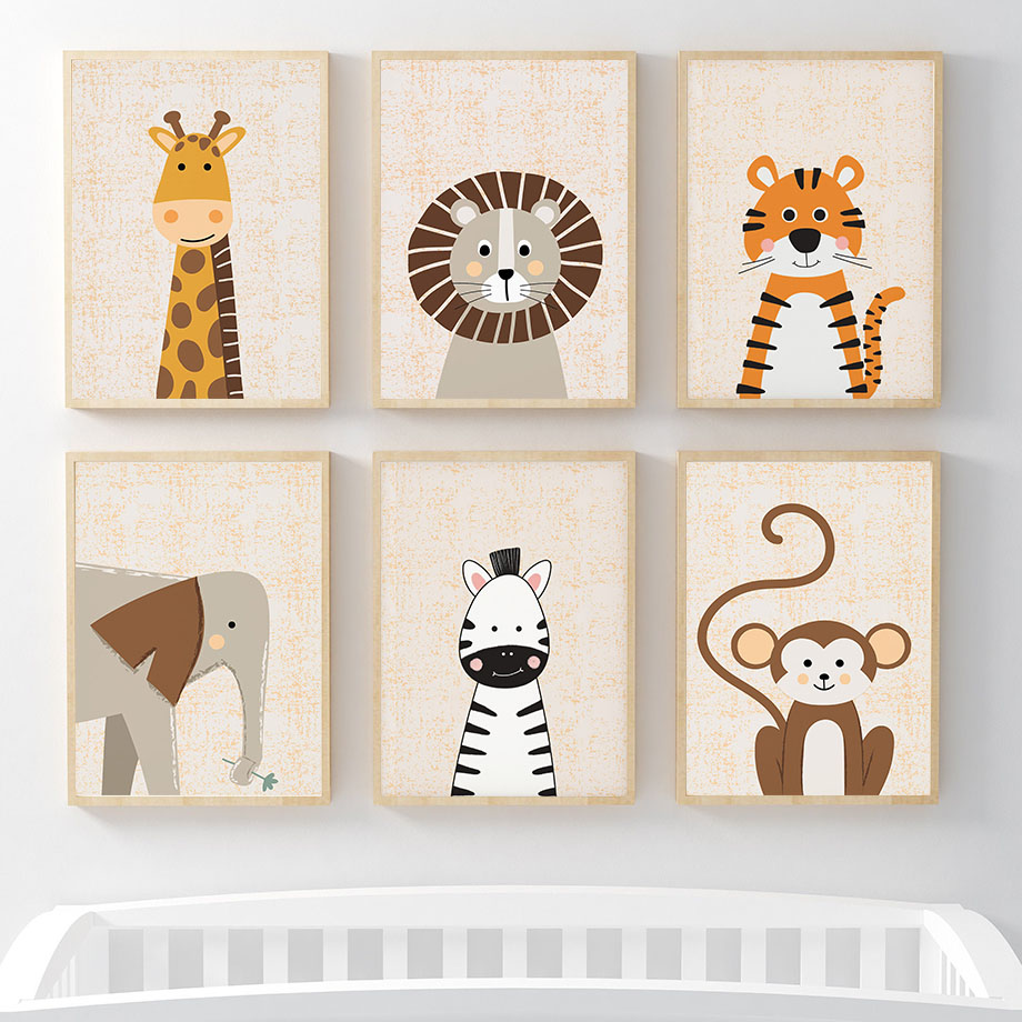 Baby Zebra Nursery - Tableau mural en toile avec motifs