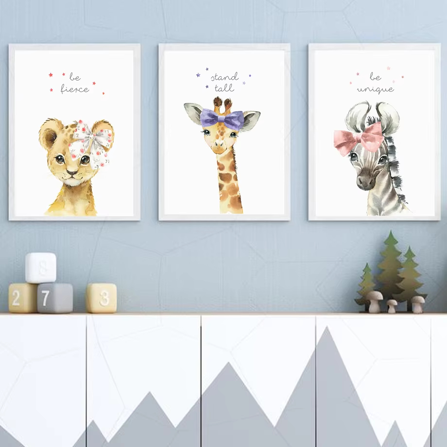 Baby Zebra Nursery - Lion zèbre girafe éléphant hippopotame fleur