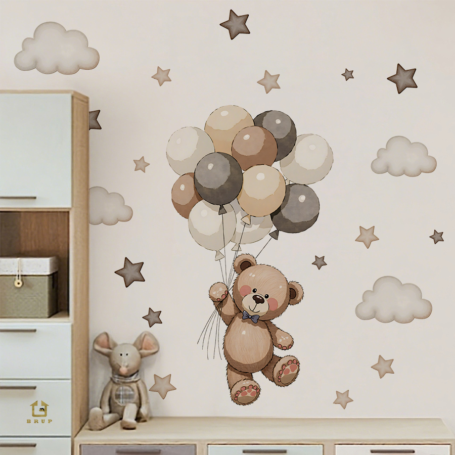 Baby Nursery Things - Adorables autocollants muraux ours en peluche,