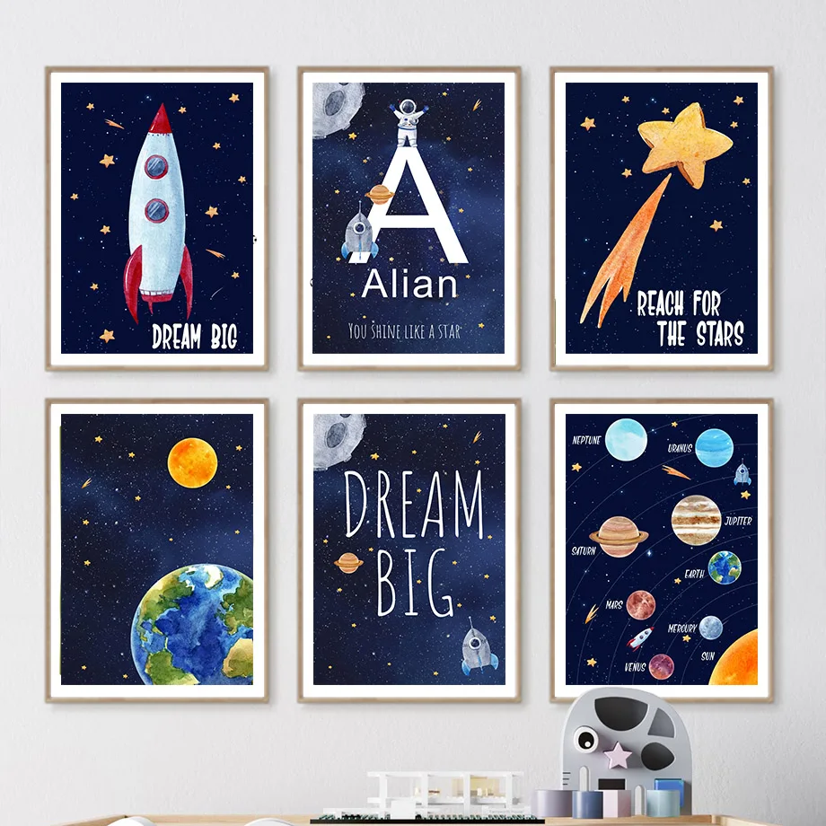 Baby Name Wall Art - Peinture sur toile personnalisée avec nom,