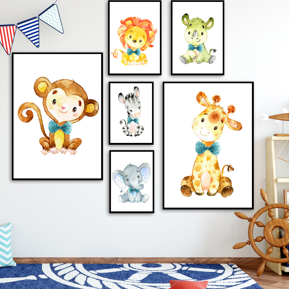 Baby Zebra Nursery - Toile d'art mural avec dessin animé