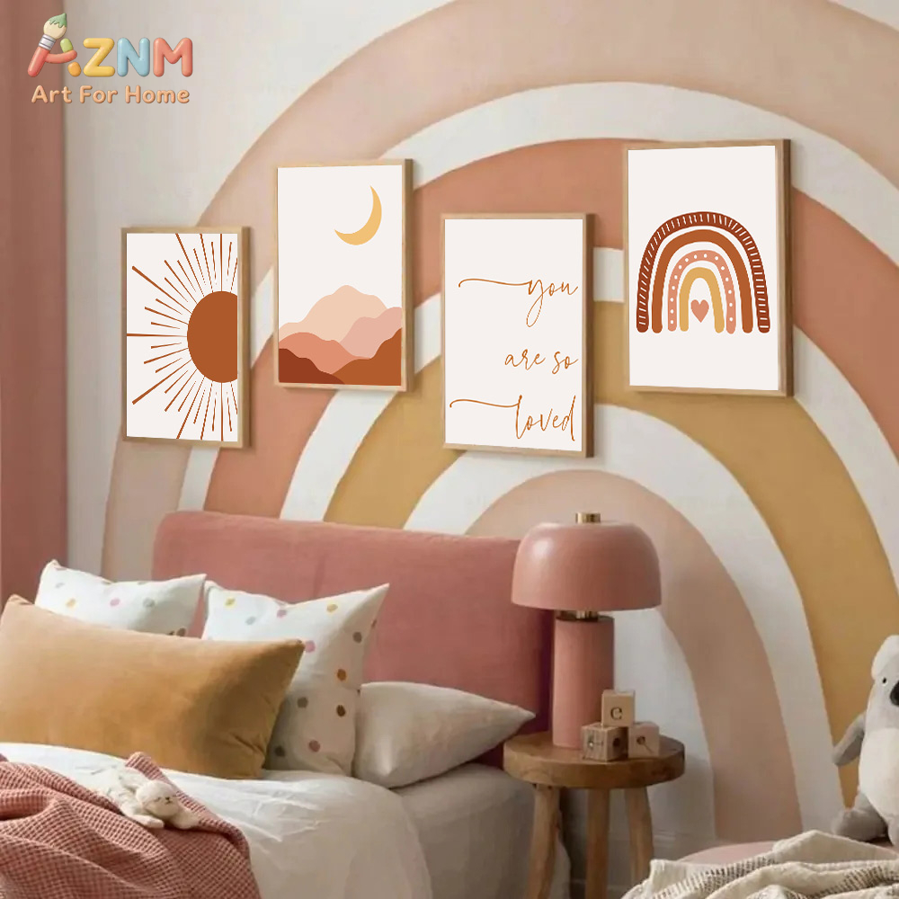 AZNM Boho Sun Moon Rainbow Can - Baby Nursery Wall Art avis et prix
