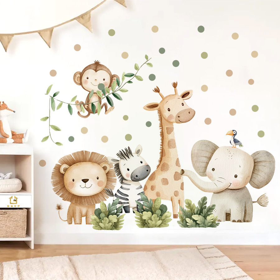 Autocollants muraux animaux de - Baby Nursery Jungle Wallpaper avis et prix