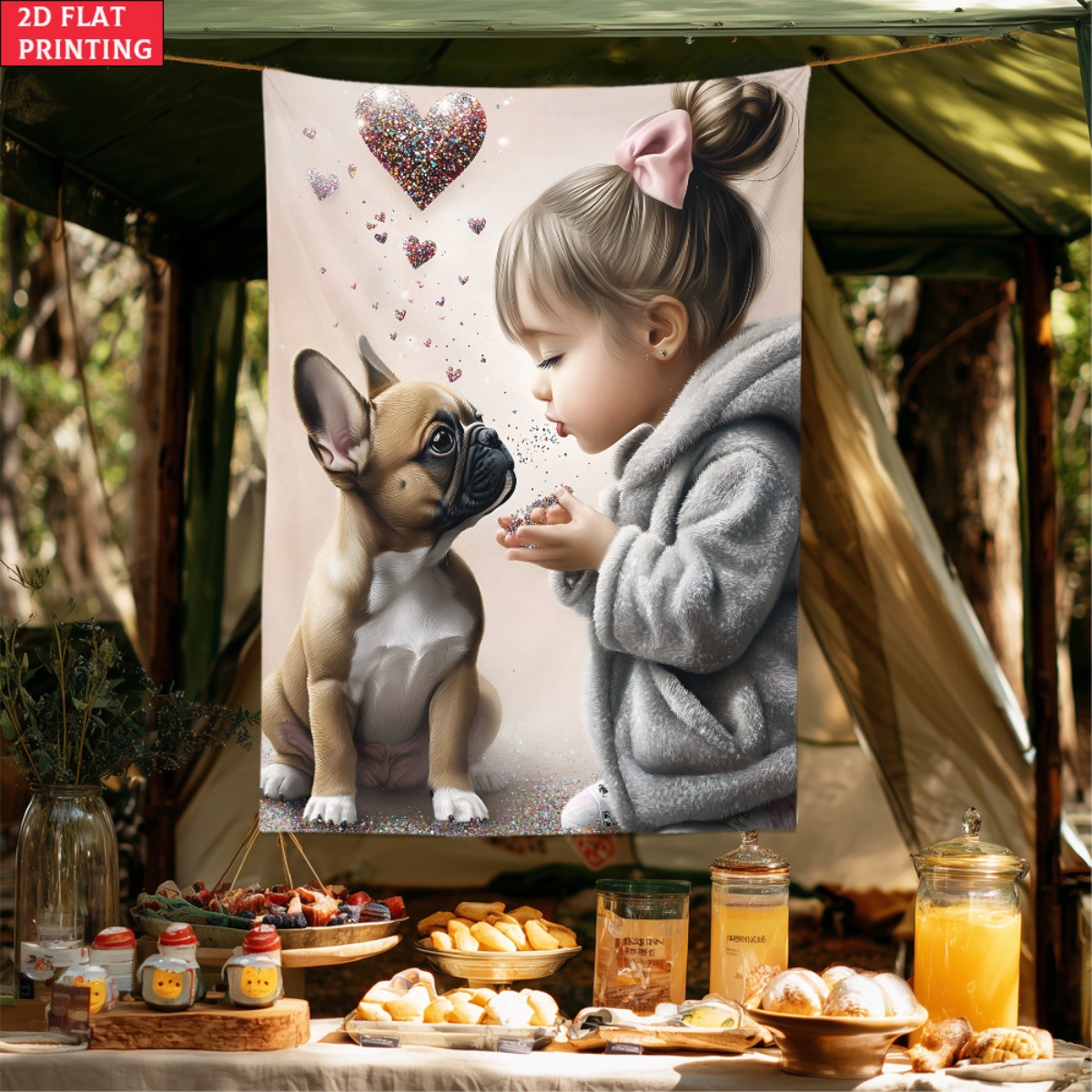 Fille avec bouledogue français - Baby Nursery Modern avis et prix