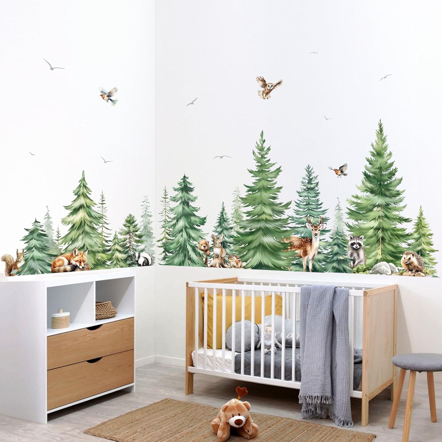 Grand aquarelle pin animaux st - Baby Nursery Tree avis et prix