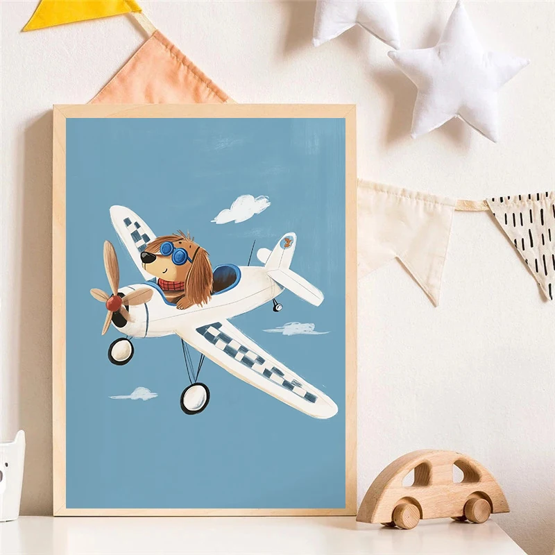 Chien avion Lion dans la voitu - Baby Nursery Wall Art avis et prix