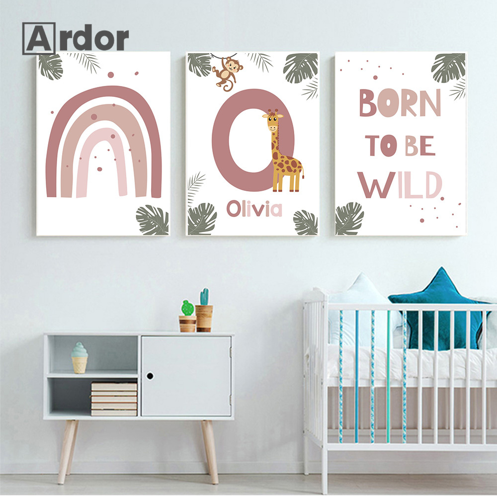 Affiches d'animaux de la Jungl - Baby Name Wall Art avis et prix